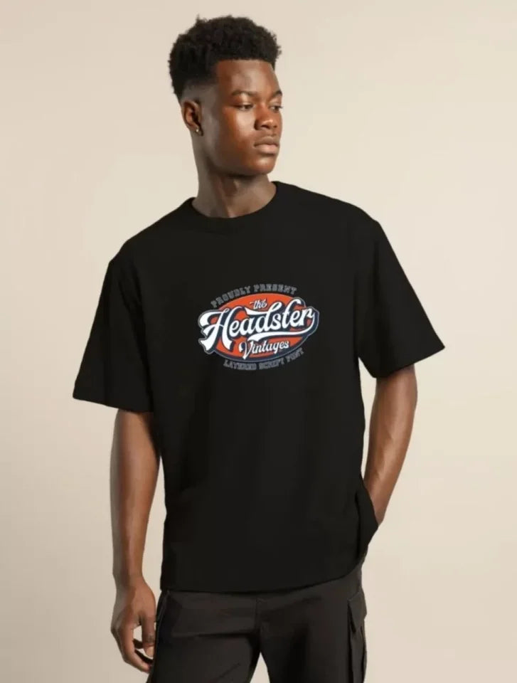 Unisex Baskılı Oversize T-Shirt - Siyah (101318)