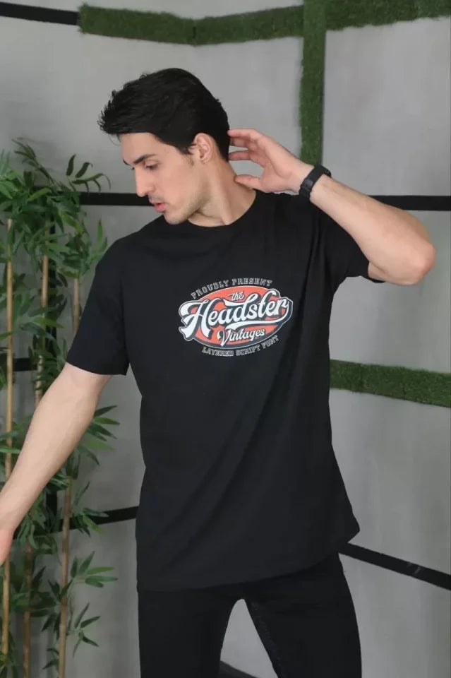 Unisex Baskılı Oversize T-Shirt - Siyah (101318)