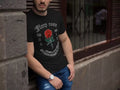 Erkek Bisiklet Yaka Baskılı Oversize T-Shirt - Siyah (102073)