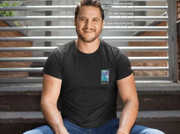 Erkek Bisiklet Yaka Baskılı Oversize T-Shirt - Siyah (102080)