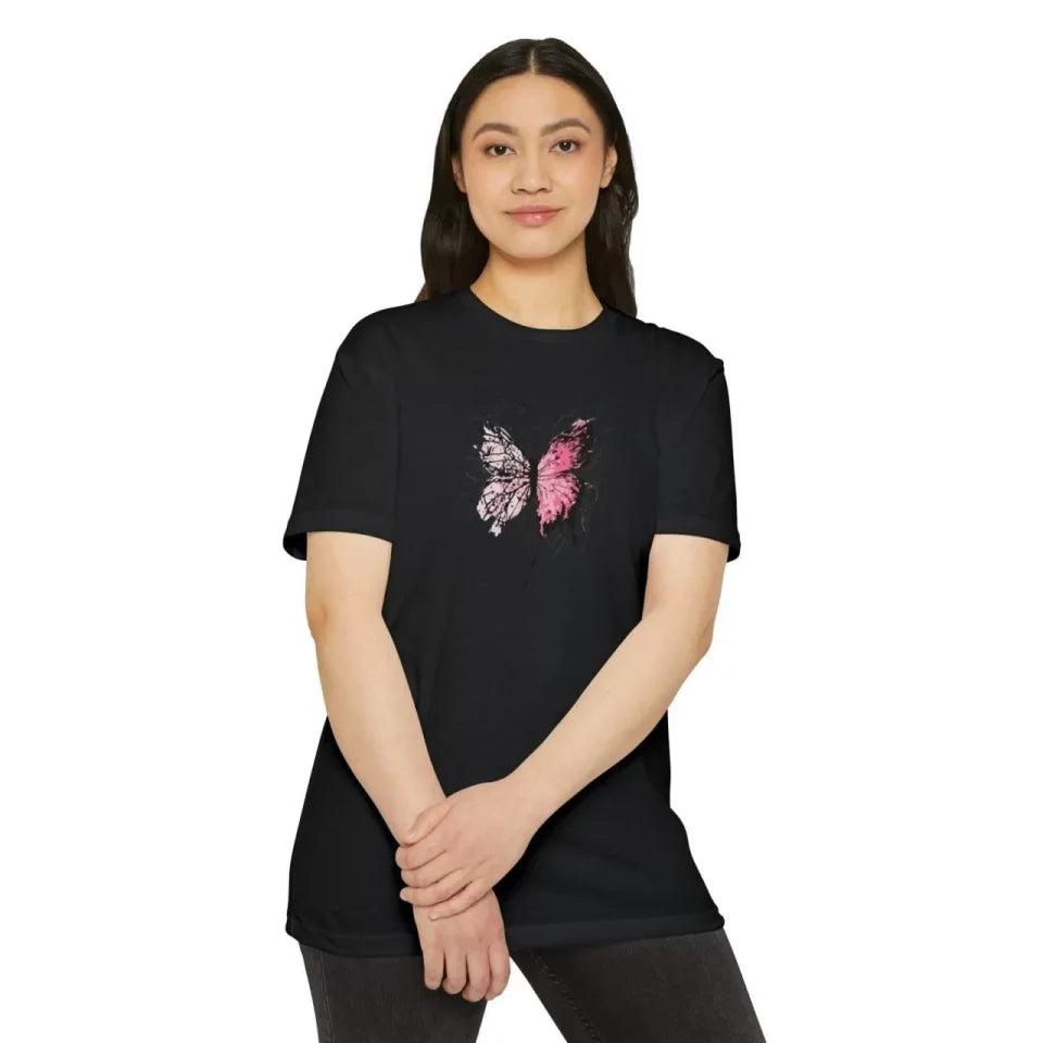 Unisex Bisiklet Yaka Baskılı T-Shirt - Siyah (102352)
