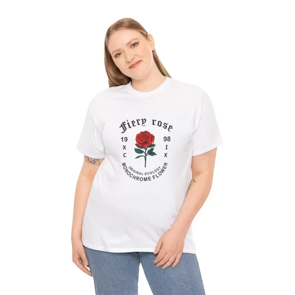 Unisex Bisiklet Yaka Baskılı T-Shirt - Beyaz (102359)