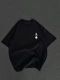 Unisex Bisiklet Yaka Baskılı Oversize T-Shirt - Siyah (106731)