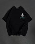 Unisex Bisiklet Yaka Baskılı Oversize T-Shirt - Siyah (106751)