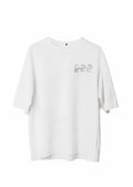 Unisex Bisiklet Yaka Baskılı Oversize T-Shirt - Beyaz (107793)