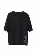 Unisex Bisiklet Yaka Baskılı Oversize T-Shirt - Siyah (107800)