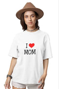 Unisex Bisiklet Yaka Baskılı Oversize T-Shirt - Beyaz (108576)