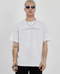 Unisex Bisiklet Yaka Baskılı Oversize T-Shirt - Beyaz (108881)