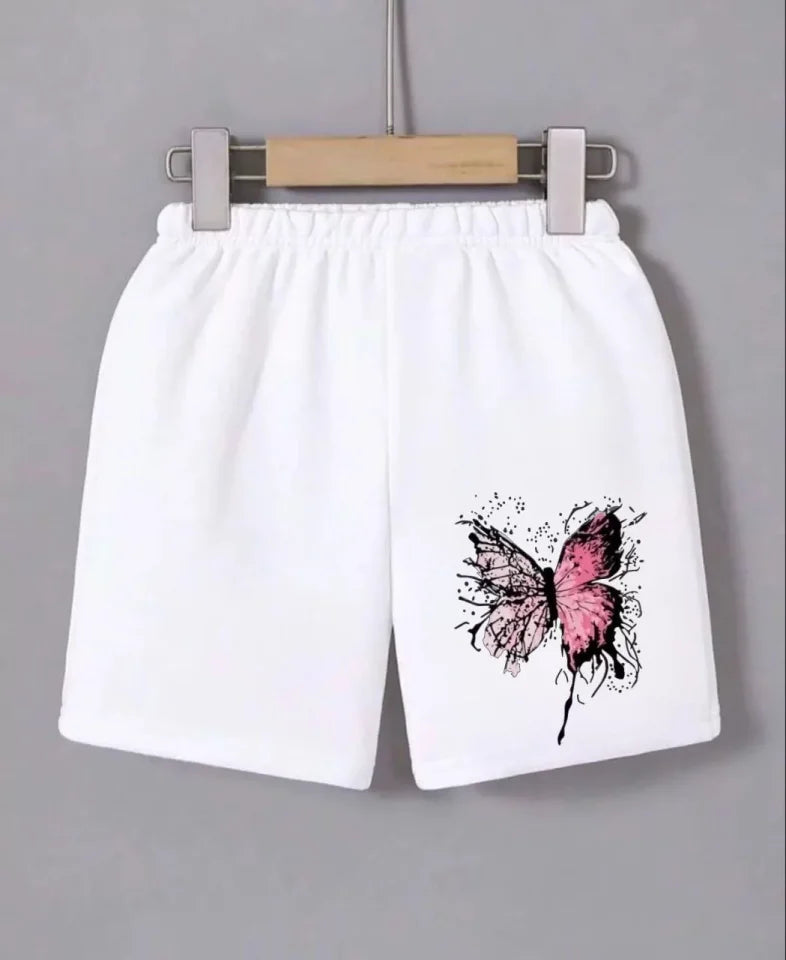 Beli Lastikli Baskılı Mini Şort - Beyaz (118871)