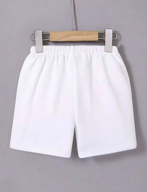 Beli Lastikli Baskılı Mini Şort - Beyaz (118873)