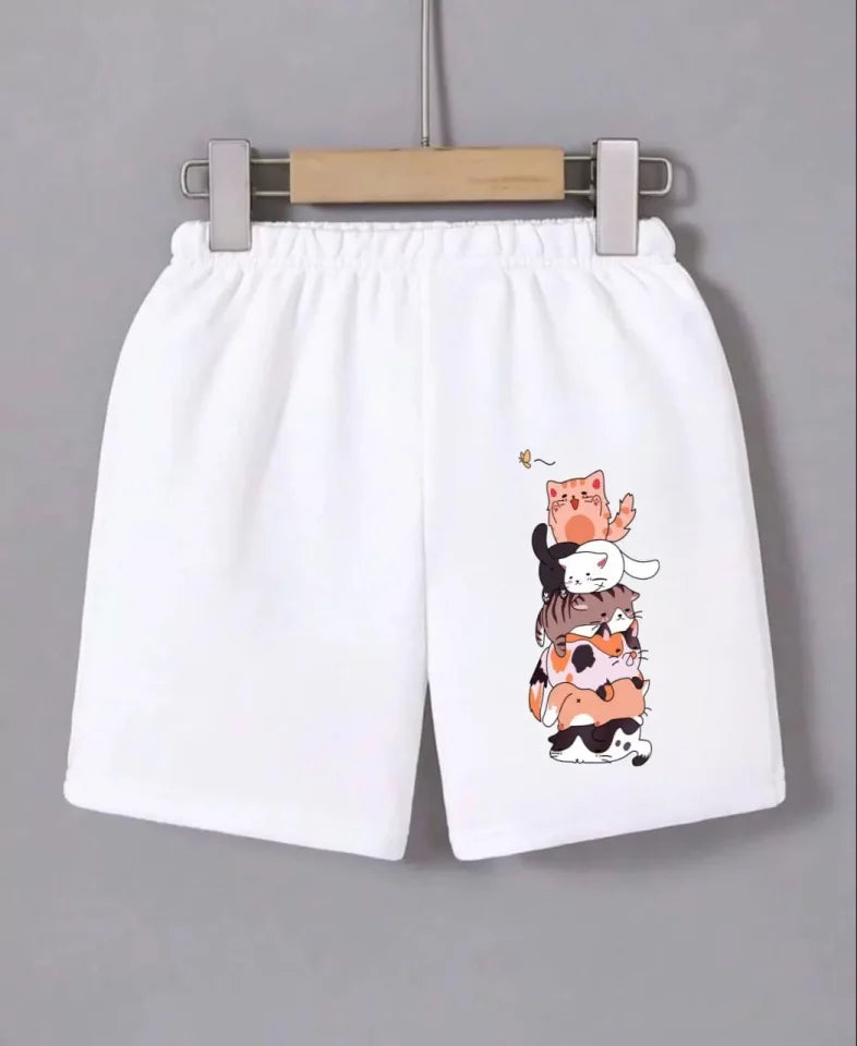 Beli Lastikli Baskılı Mini Şort - Beyaz (118874)