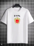 Unisex Bisiklet Yaka Baskılı Oversize T-Shirt - Beyaz (124032)