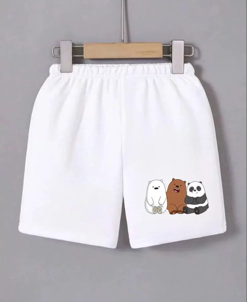 Beli Lastikli Baskılı Mini Şort - Beyaz (124162)
