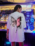 Unisex Baskılı Oversize T-Shirt - Beyaz (126090)