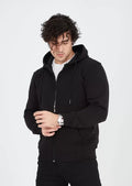 Unisex Tam Fermuarlı Kapşonlu  SweatShirt - Siyah (126812)