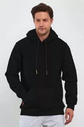 Erkek Uzun Kol Kapşonlu Basic Sweatshirt Hoodie - Siyah (127780)