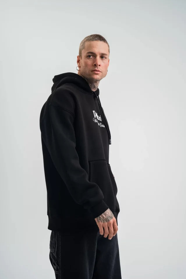 POLIZEI Premium Kalite Kapşonlu Dijital Patchli SweatShirt - Siyah (129438)