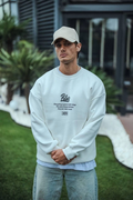Kışlık Bisiklet Yaka Ön Ve Arka Baskılı SweatShirt - Beyaz (131226)