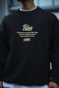 Kışlık Bisiklet Yaka Ön Ve Arka Baskılı SweatShirt - Siyah (131228)