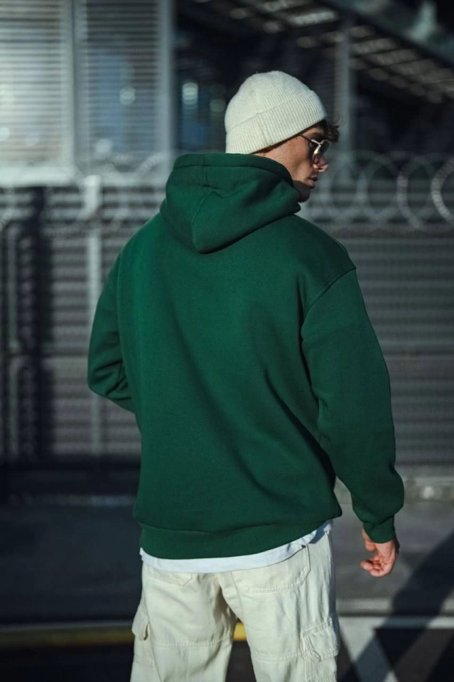 Üç İplik Penye Kapşonlu Basic SweatShirt - Haki (131350)