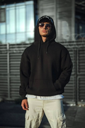 Üç İplik Penye Kapşonlu Basic SweatShirt - Siyah (131352)