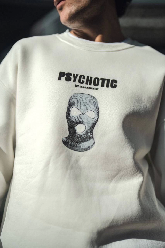 Kışlık Bisiklet Yaka Baskılı SweatShirt - Beyaz (131363)