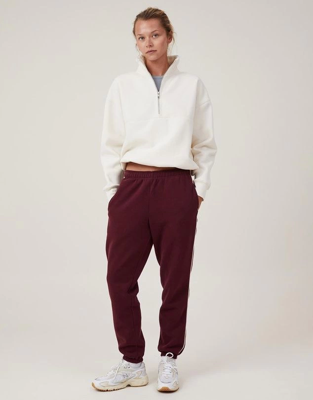 Oversize Yarım Farmuarlı Yakalı Basic SweatShirt - Beyaz (131432)