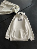Üç İplik Penye Uzun Kol Kapşonlu Baskılı SweatShirt - Beyaz (131701)