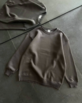 Kışlık Bisiklet Yaka Üç İplik Basic SweatShirt - Füme (131878)