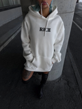 Uzun Kol Kapşonlu Göğüs Baskılı SweatShirt - Beyaz (131885)