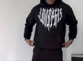 Uzun Kol Kapşonlu Baskılı SweatShirt - Siyah (131957)