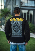 Kışlık Bisiklet Yaka Baskılı SweatShirt - Siyah (132030)