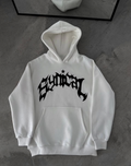 Üç İplik Kapşonlu Baskılı Oversize SweatShirt-  Beyaz (132930)