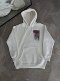 Uzun Kol Kapşonlu Ön Ve Arka Baskılı SweatShirt - Beyaz (132931)