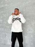Unisex Üç İplik Kapşonlu Baskılı SweatShirt - Beyaz (133168)