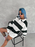 Unisex Üç İplik Parçalı Yakalı SweatShirt - Yeşil (133930)