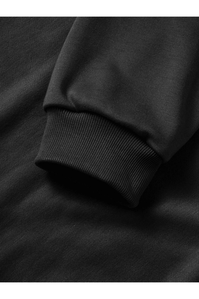 10 Kasıma Özel Üç İplik Kapşonlu Baskılı SweatShirt - Siyah (134677)