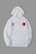 10 Kasıma Özel Üç İplik Kapşonlu Baskılı SweatShirt - Beyaz (134814)