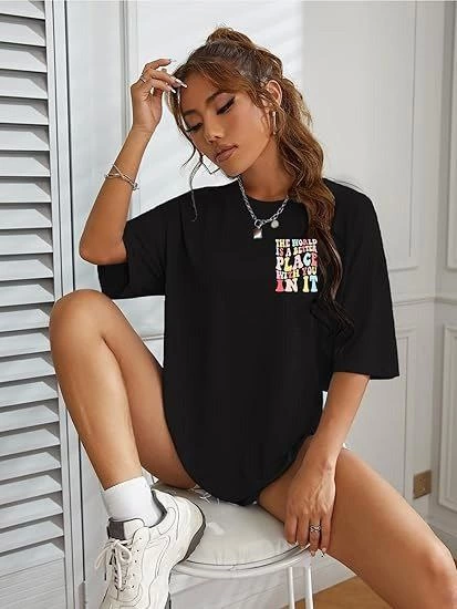 Bisiklet Yaka Baskılı T-shirt - Siyah (142451)