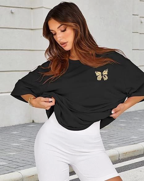 Bisiklet Yaka Baskılı T-shirt - Siyah (142453)