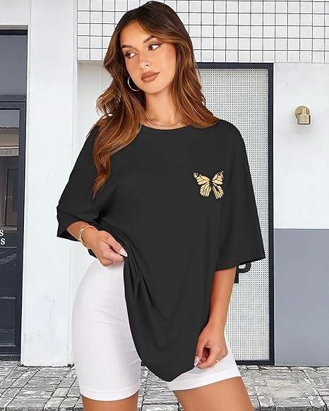 Bisiklet Yaka Baskılı T-shirt - Siyah (142453)
