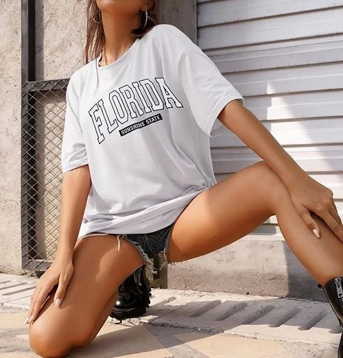 Bisiklet Yaka Baskılı T-shirt - Beyaz (142455)