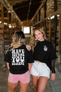 Bisiklet Yaka Kısa Kol Baskılı T-shirt - Siyah (142483)