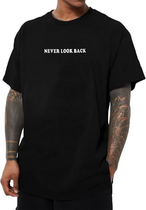 Erkek Bisiklet Yaka Kısa Kol Baskılı T-shirt - Siyah (142487)