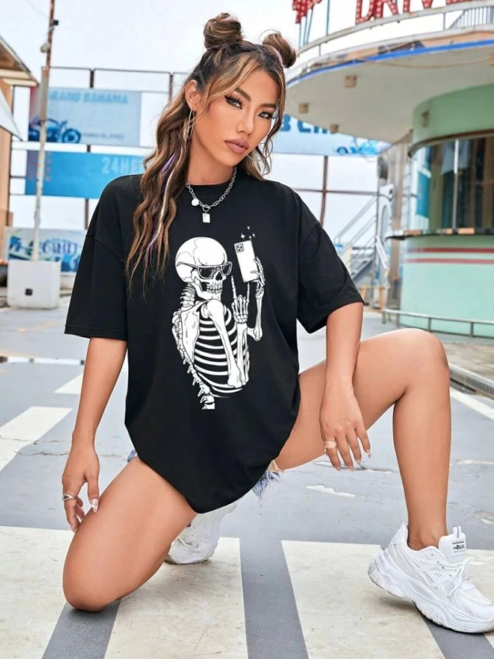 Baskılı T-shirt - Siyah (144673)