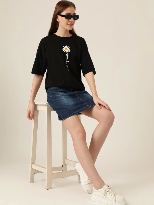 Baskılı T-shirt - Siyah (144674)