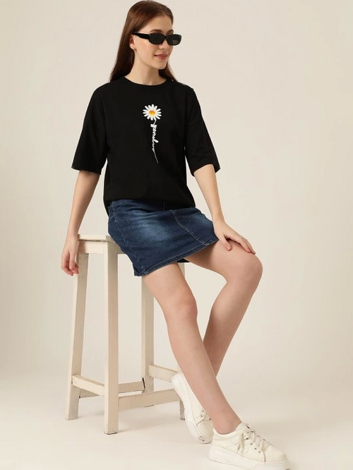 Baskılı T-shirt - Siyah (144674)