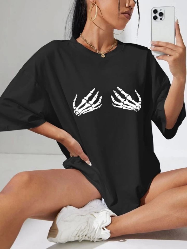 Baskılı T-shirt - Siyah (146031)
