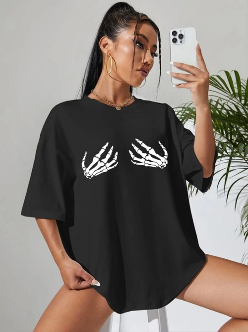 Baskılı T-shirt - Siyah (146031)