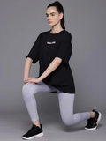 Baskılı Oversize T-shirt - Siyah (146042)